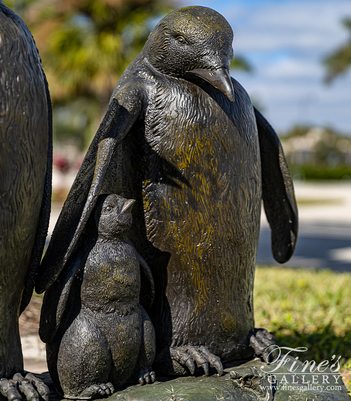 Bronze Fountains  - Penguin Family Bronze Fountain - BF-559